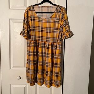 Yellow plaid, baby doll dress